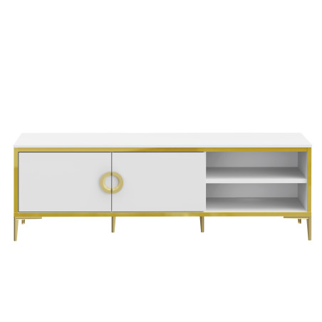 Comoda Tv Glamour, Alb Si Alb Super Lucios 159.2 Cm-01