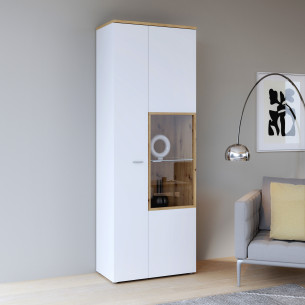 Vitrina Inalta Lokka Stejar Artisan Si Alb, 75.1 Cm