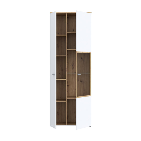 Vitrina Inalta Lokka Stejar Artisan Si Alb, 75.1 Cm