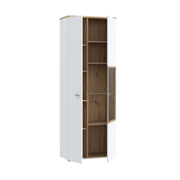 Vitrina Inalta Lokka Stejar Artisan Si Alb, 75.1 Cm