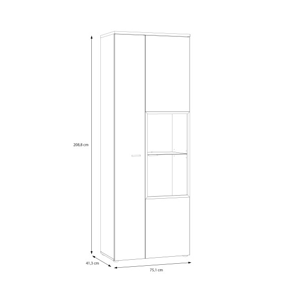Vitrina Inalta Lokka Stejar Artisan Si Alb, 75.1 Cm