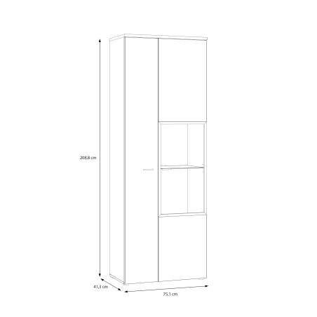 Vitrina Inalta Lokka Stejar Artisan Si Alb, 75.1 Cm-01