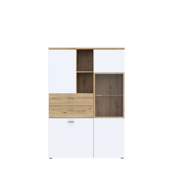 Vitrina Joasa Lokka Stejar Artisan Si Alb, 110.1 Cm