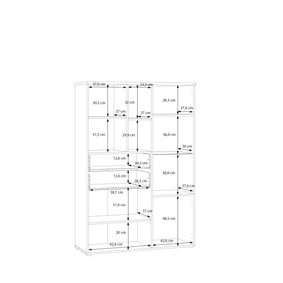 Vitrina Joasa Lokka Stejar Artisan Si Alb, 110.1 Cm