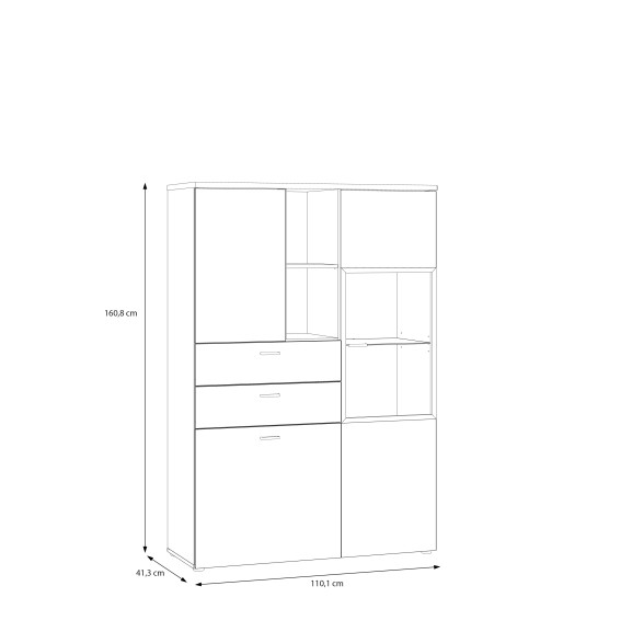 Vitrina Joasa Lokka Stejar Artisan Si Alb, 110.1 Cm