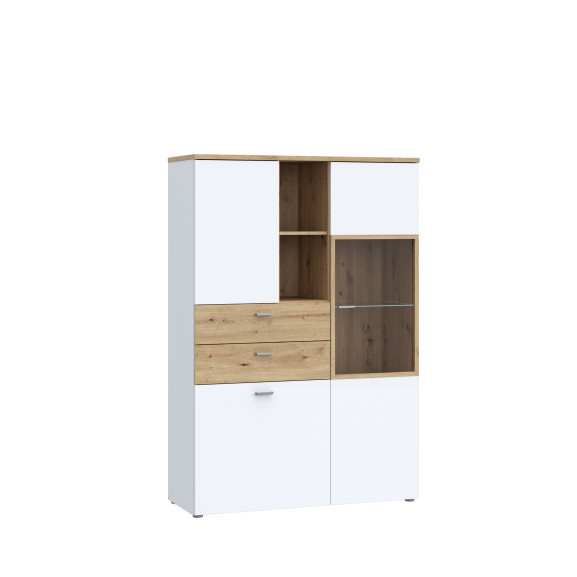 Vitrina Joasa Lokka Stejar Artisan Si Alb, 110.1 Cm