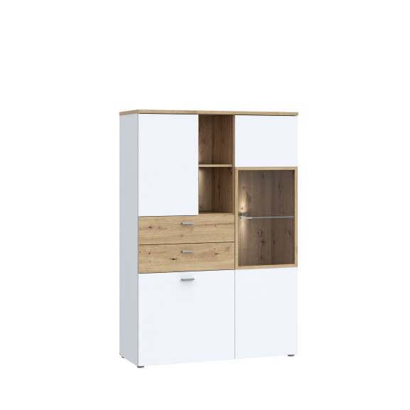 Vitrina Joasa Lokka Stejar Artisan Si Alb, 110.1 Cm