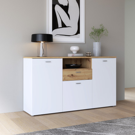 Bufet Lokka Stejar Artisan Si Alb, 154.8 Cm-01