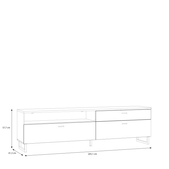 Comoda Tv Mare Lokka Stejar Artisan Si Alb, 205.1 Cm