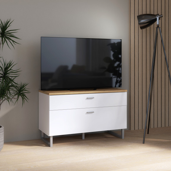 Comoda Tv Mica Lokka Stejar Artisan Si Alb, 95.4 Cm
