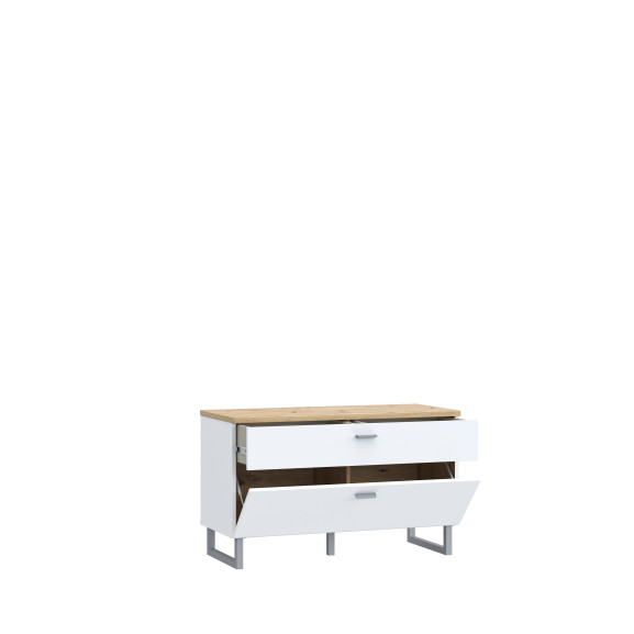 Comoda Tv Mica Lokka Stejar Artisan Si Alb, 95.4 Cm