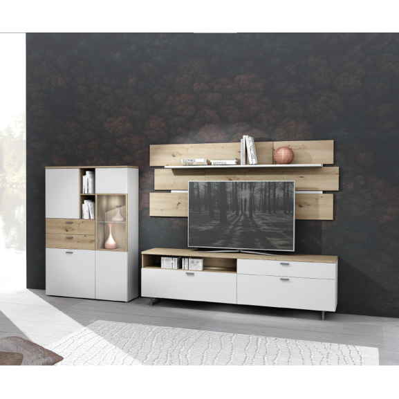 Comoda Tv Mare Lokka Stejar Artisan Si Alb, 205.1 Cm