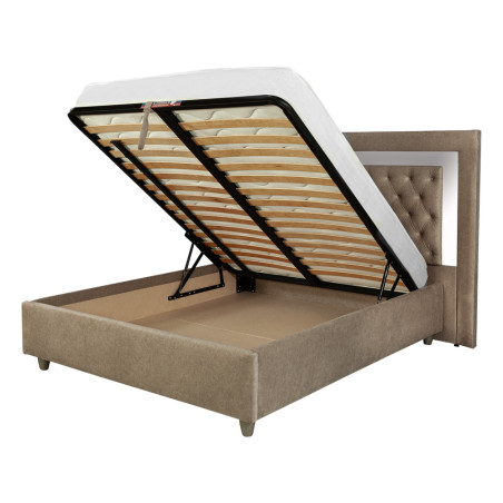 Set Dormitor Phoenix, Pat Cu Dimensiune saltea 160 X 200 Cm, 2 Noptiere Si Dulap, Somiera Rabatabila-01