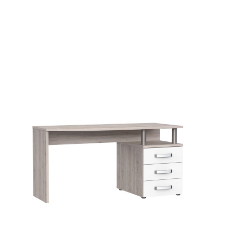 Birou Rendevous, Stejar Nisipiu Si Alb Lucios 138 Cm-01