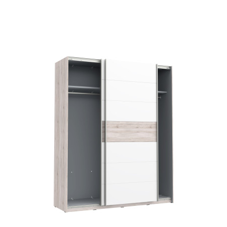 Dulap Cu 2 Usi Rendevous, Stejar Nisipiu Si Alb Lucios, 170.3 Cm-01