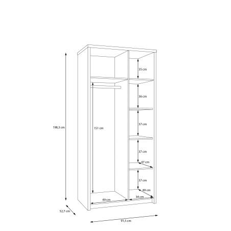 Dulap 2 Usi Euforica,  91.5 Cm-01