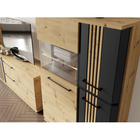 Set Living Milano Stejar Artisan Si Negru-01