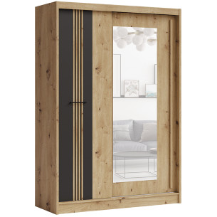 Dulap 2U Culisante Milano, Stejar Artisan Si Negru, 150 Cm