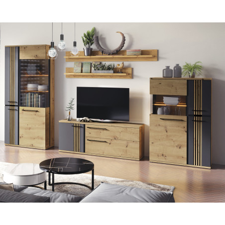 Set Living Milano Stejar Artisan Si Negru-01