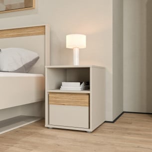 Noptiera Cu 1Sertar Waxala, Stejar Mauvella Si Nisip, 41.3 Cm