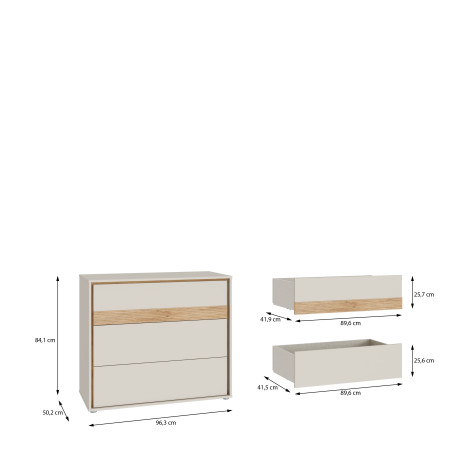 Comoda Waxala, Stejar Mauvella Si Nisip, 96.3 Cm-01
