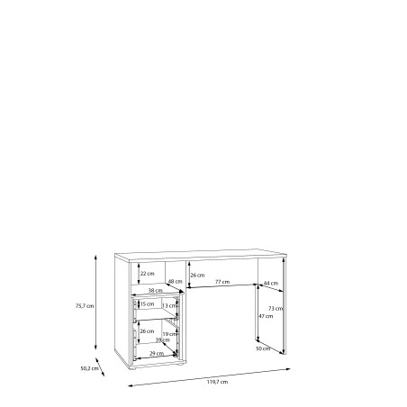 Birou Cu 2 Sertare Waxala, Stejar Mauvella Si Nisip 119.7 Cm-01