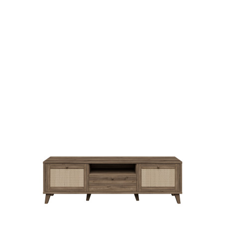 Comoda Tv Glowkiss, Stejar Valencia Si Ratan Natural, 159.2 Cm-01