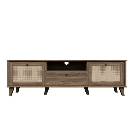 Comoda Tv Glowkiss, Stejar Valencia Si Ratan Natural, 159.2 Cm-01