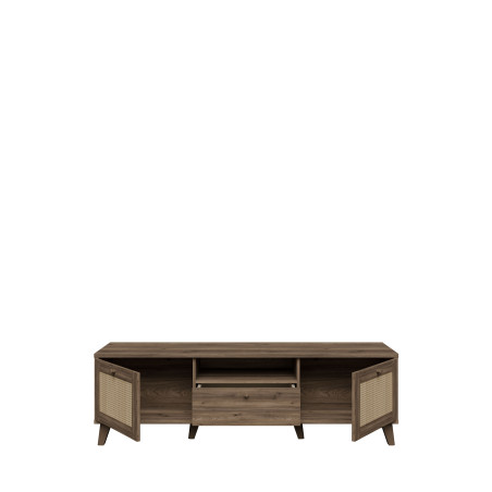 Comoda Tv Glowkiss, Stejar Valencia Si Ratan Natural, 159.2 Cm-01