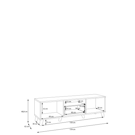 Comoda Tv Glowkiss, Stejar Valencia Si Ratan Natural, 159.2 Cm-01