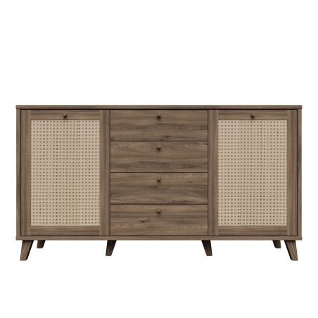 Bufet Glowkiss, Stejar Valencia Si Ratan Natural, 159.2 Cm-01