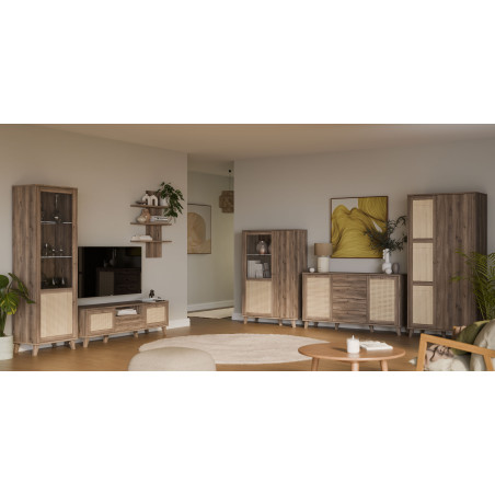 Bufet Glowkiss, Stejar Valencia Si Ratan Natural, 159.2 Cm-01