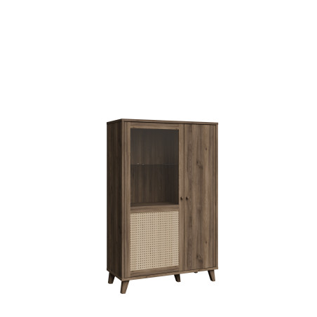 Vitrina Joasa Glowkiss, Stejar Valencia Si Ratan Natural, 99.5Cm-01