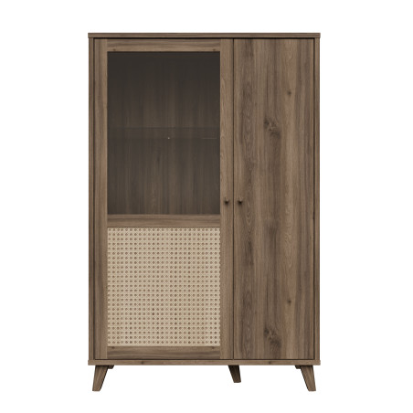 Vitrina Joasa Glowkiss, Stejar Valencia Si Ratan Natural, 99.5Cm-01