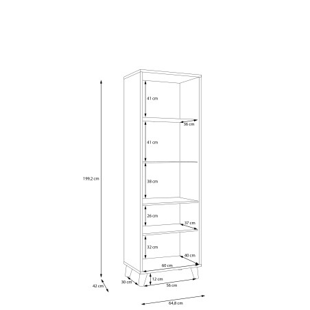Vitrina Inalta Glowkiss, Stejar Valencia Si Ratan Natural, 64.8 Cm-01