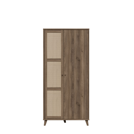Dulap 2 Usi Glowkiss, Stejar Valencia Si Ratan Natural, 94.8 Cm-01