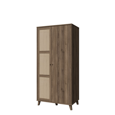 Dulap 2 Usi Glowkiss, Stejar Valencia Si Ratan Natural, 94.8 Cm-01