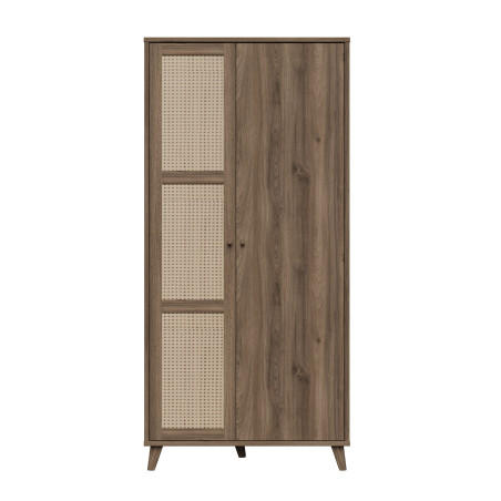 Dulap 2 Usi Glowkiss, Stejar Valencia Si Ratan Natural, 94.8 Cm-01