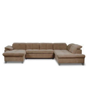 Coltar U Extensibil Sevilia Lux, Dreapta, 6 Locuri, Tetiere Reglabile, Maro, 355 Cm