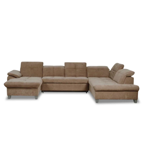 Coltar U Extensibil Sevilia Lux, Dreapta, 6 Locuri, Tetiere Reglabile, Maro, 355 Cm