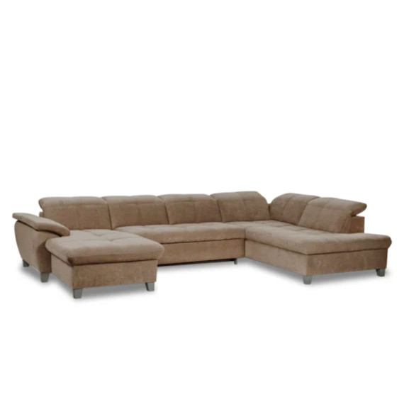 Coltar U Extensibil Sevilia Lux, Dreapta, 6 Locuri, Tetiere Reglabile, Maro, 355 Cm