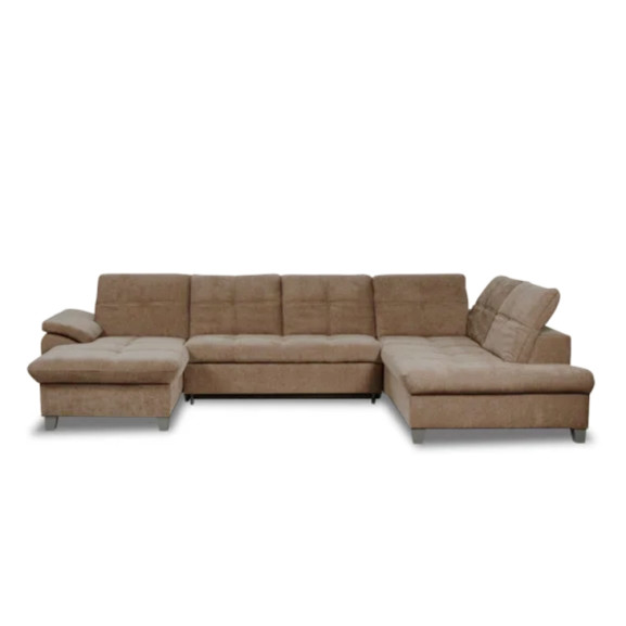 Coltar U Extensibil Sevilia Lux, Dreapta, 6 Locuri, Tetiere Reglabile, Maro, 355 Cm