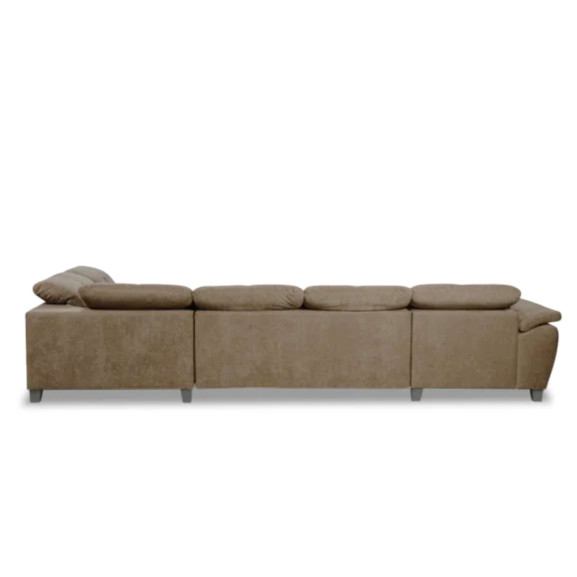 Coltar U Extensibil Sevilia Lux, Dreapta, 6 Locuri, Tetiere Reglabile, Maro, 355 Cm