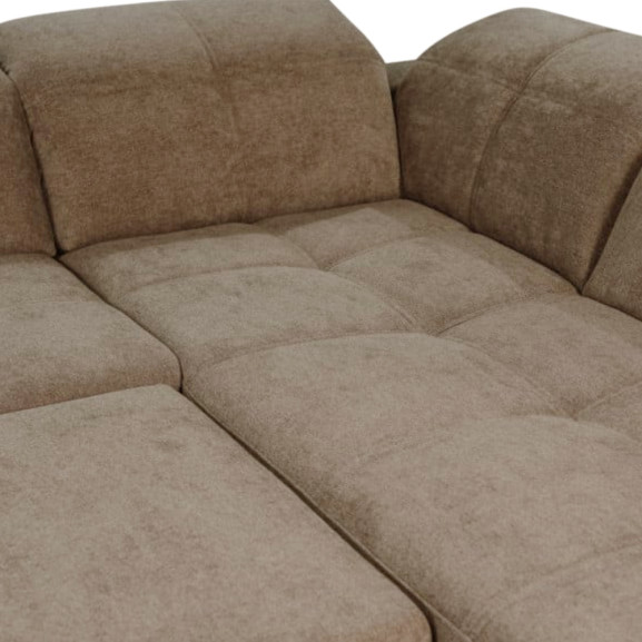 Coltar U Extensibil Sevilia Lux, Dreapta, 6 Locuri, Tetiere Reglabile, Maro, 355 Cm