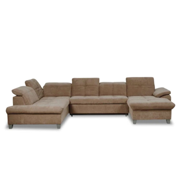 Coltar U Extensibil Sevilia Lux Stanga 6 Locuri Tetiere Reglabile Maro Deschis 355 Cm