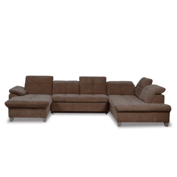 Coltar U Extensibil Sevilia Lux, Dreapta, 6 Locuri, Tetiere Reglabile, Maro, 355 Cm