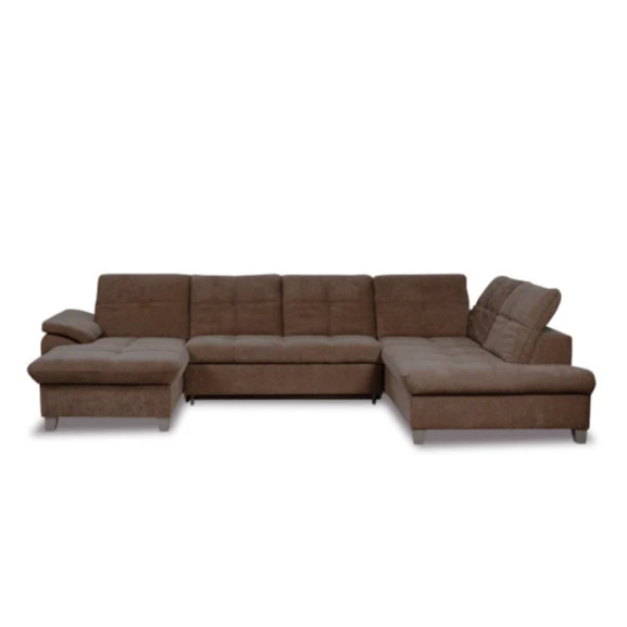 Coltar U Extensibil Sevilia Lux, Dreapta, 6 Locuri, Tetiere Reglabile, Maro, 355 Cm