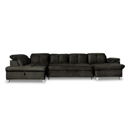 Coltar U Extensibil Sevilia Lux, Stanga, Lada Depozitare, 6 Locuri, Tetiere Reglabile, Negru, 355 Cm-01