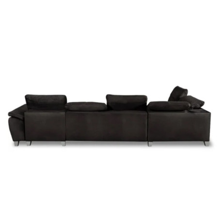 Coltar U Extensibil Sevilia Lux, Stanga, Lada Depozitare, 6 Locuri, Tetiere Reglabile, Negru, Monolith 95, 355 Cm-01