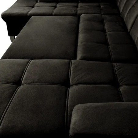 Coltar U Extensibil Sevilia Lux, Stanga, Lada Depozitare, 6 Locuri, Tetiere Reglabile, Negru, Monolith 95, 355 Cm-01